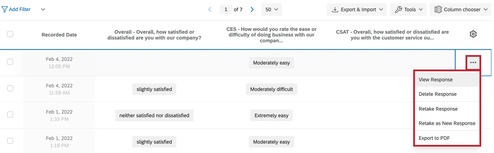 clicar no menu de três pontos avançar de uma resposta