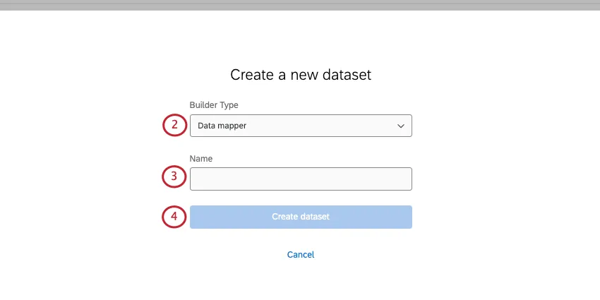 create a new dataset page