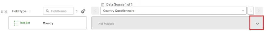 Ahora el gráfico es más claro que no está asignado, dice no asignado y tiene una flecha hacia abajo en la que puede hacer clic para elegir un nuevo campo.
