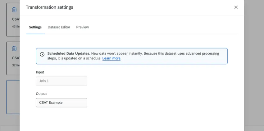 a blue banner appears across the modal where you make field edits