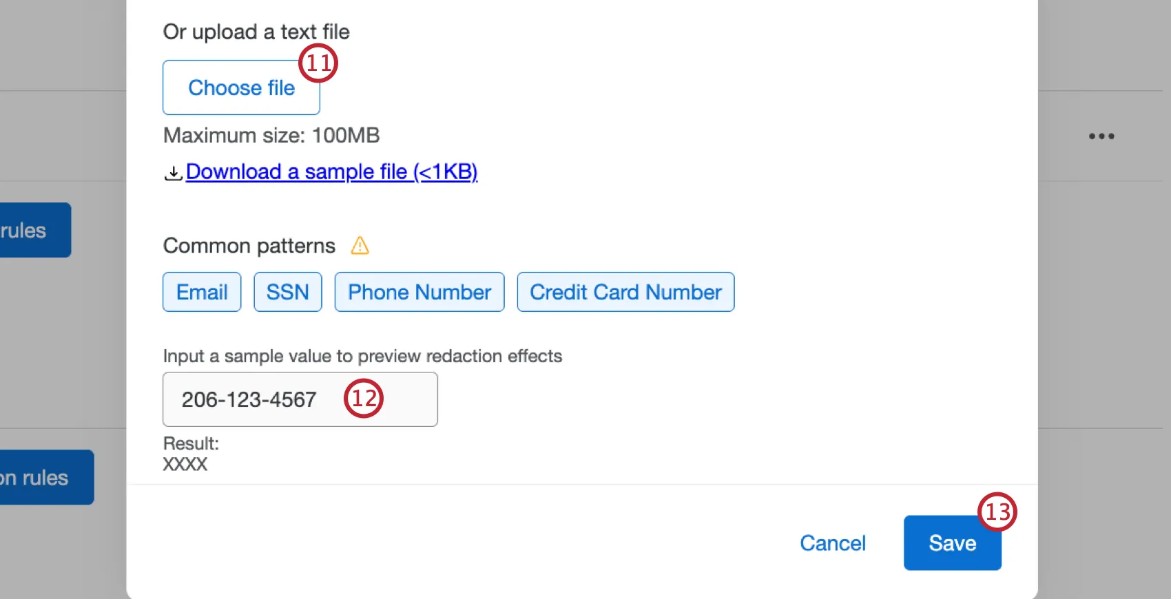 additional configuration steps for a redaction rule