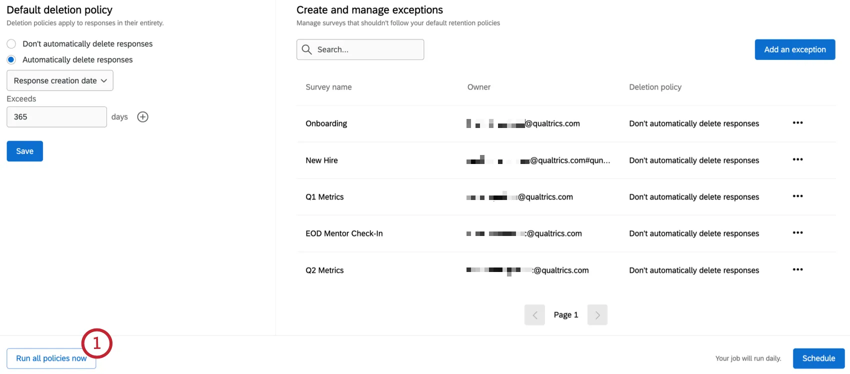 run all policies now button