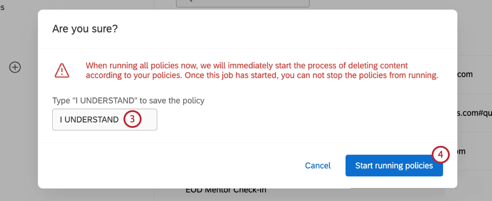 agreeing and starting running all policies