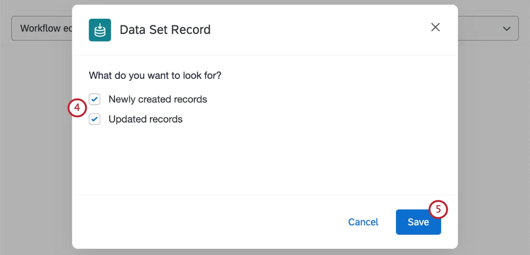 choosing the data set changes to monitor for and then saving
