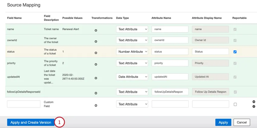 clicking apply and create new version in the bottom left