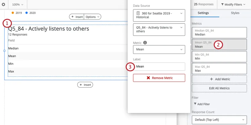 changing the label on a metric