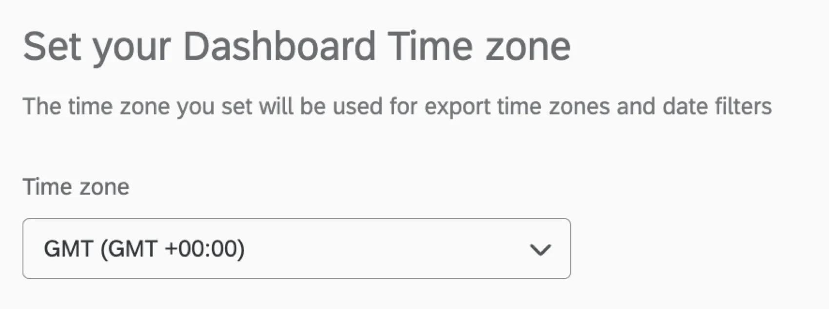 image de la section "Set youy dashboard time zone" (définir le fuseau horaire du tableau de bord) dans les paramètres du tableau de bord