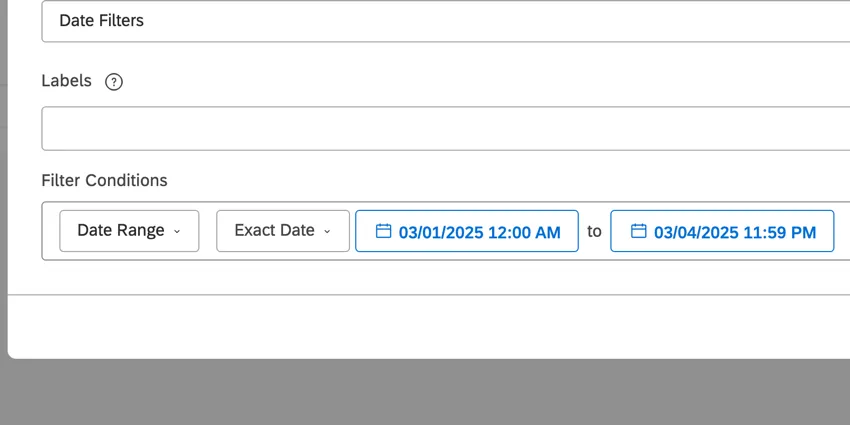 choosing to filter for an exact date