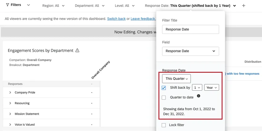 adding a date for this quarter and shifting back by a year