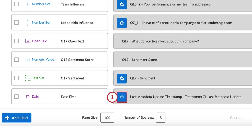 facendo clic sul simbolo di ricodifica per un campo data