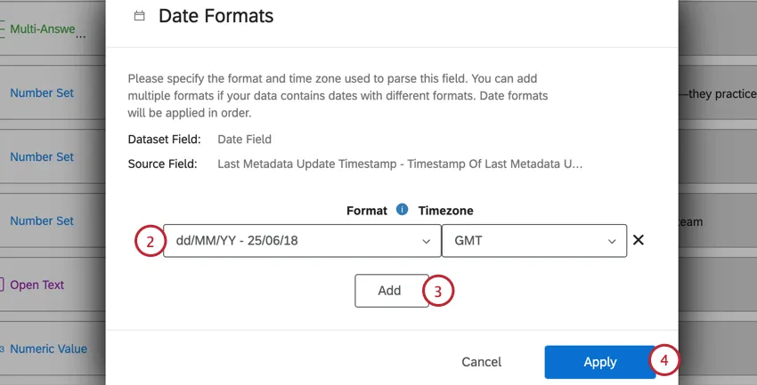 Hinzufügen eines Datumsformats