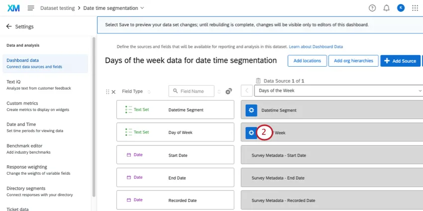 Field in a data mapper; gear can be found on the left of the data source column