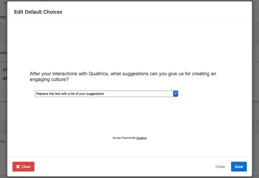 Edit Default Choices window