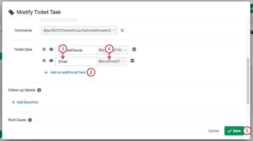 Janela de criação de Tíquete