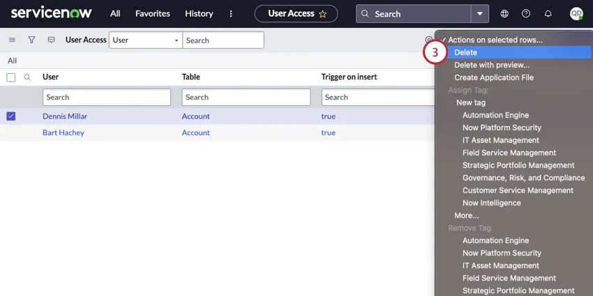 selecting delete records