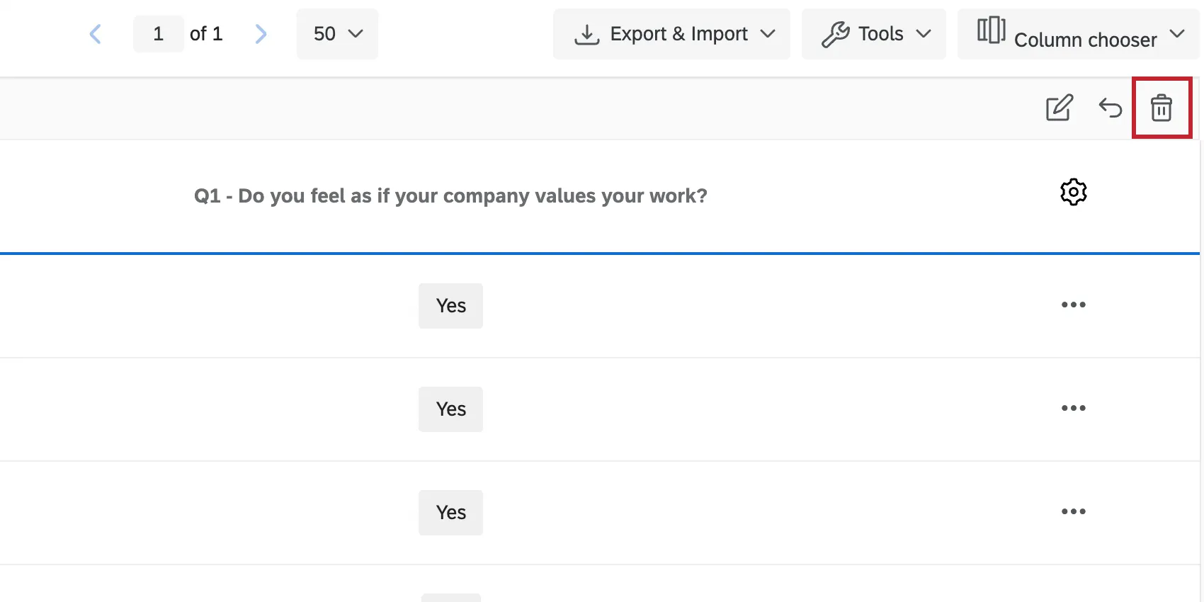 Botón Herramientas hecho clic para expandir opciones para eliminar datos