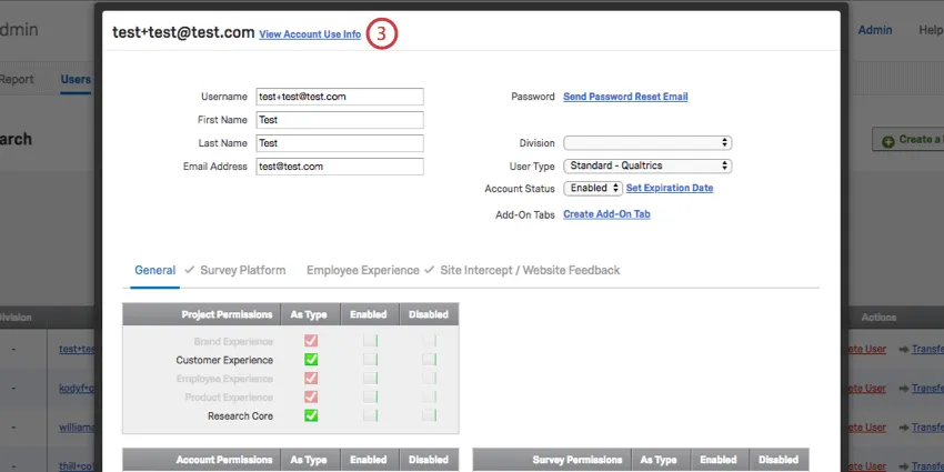 view account use info button at very top of the window
