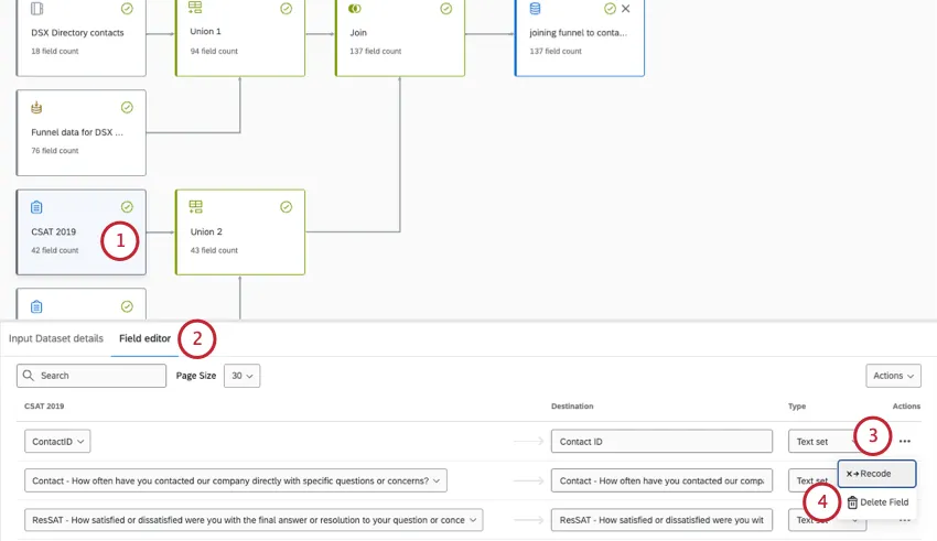 opening a source and deleting a field