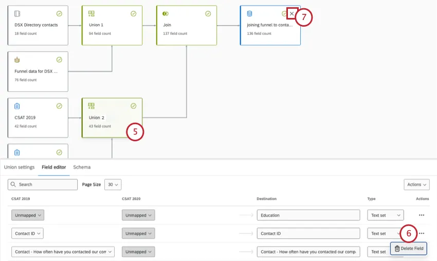 eliminar un campo de una unión