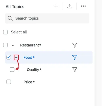 deseleccionar temas secundarios
