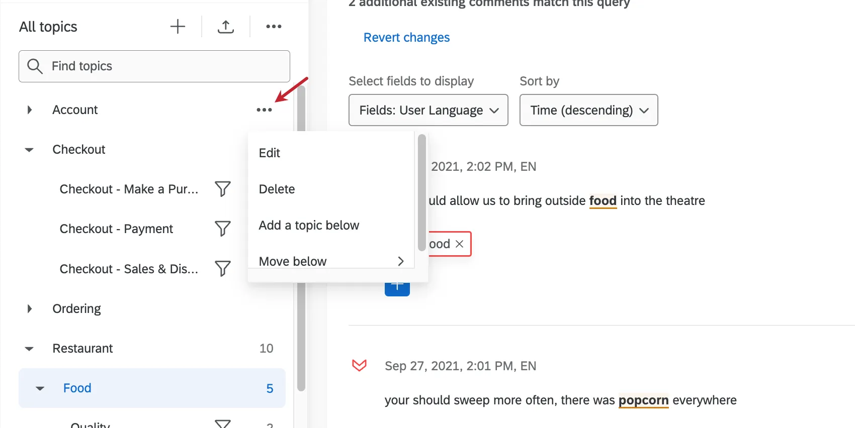 editing a single topic