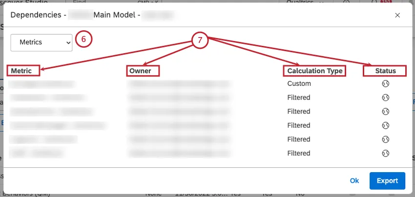 Status: O status da métrica(Privado, Compartilhado ou Público).