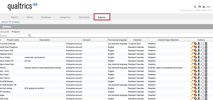 the admin tab in designer