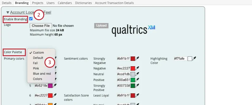 enabling branding and pallette