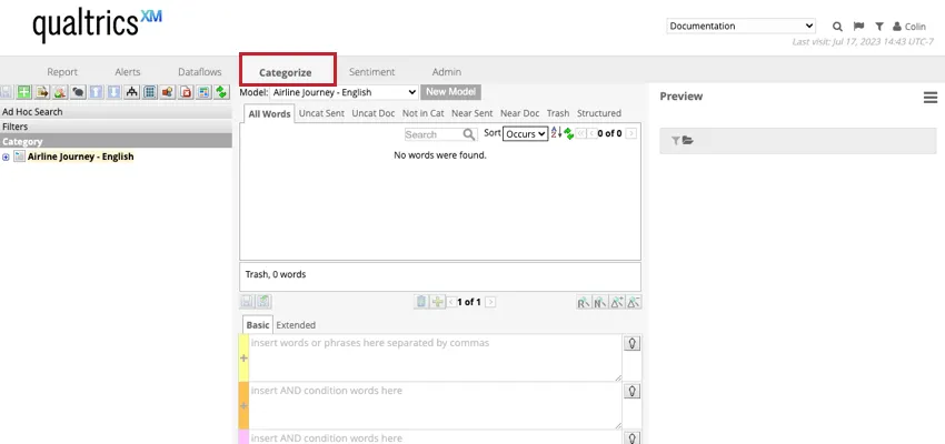 the categorize tab in designer