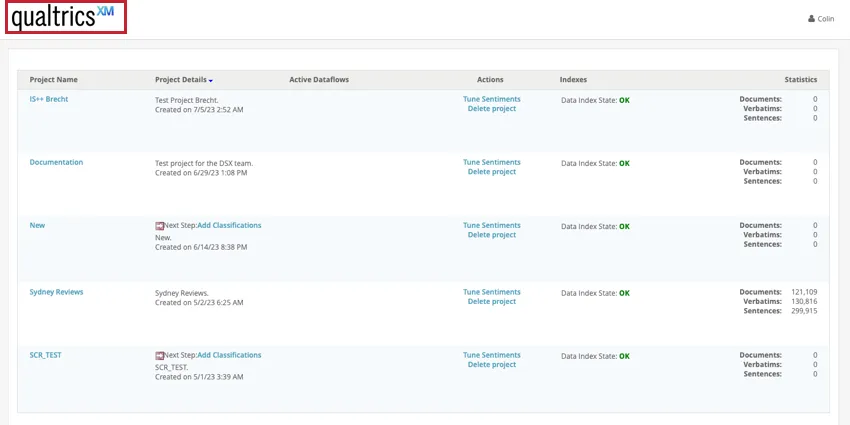 cliccando sul logo Xm si accede alla pagina dei Progetti
