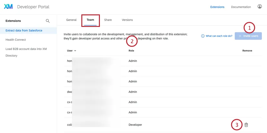longlet équipes pour ajouter des coéquipiers à votre application