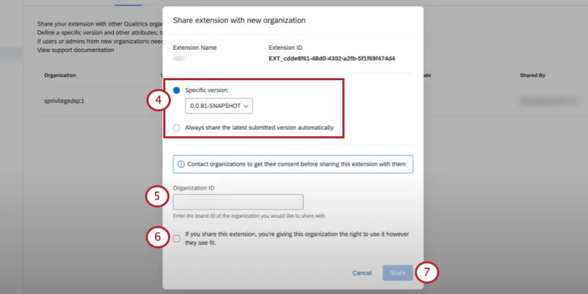 Elegir la versión de la aplicación para compartir