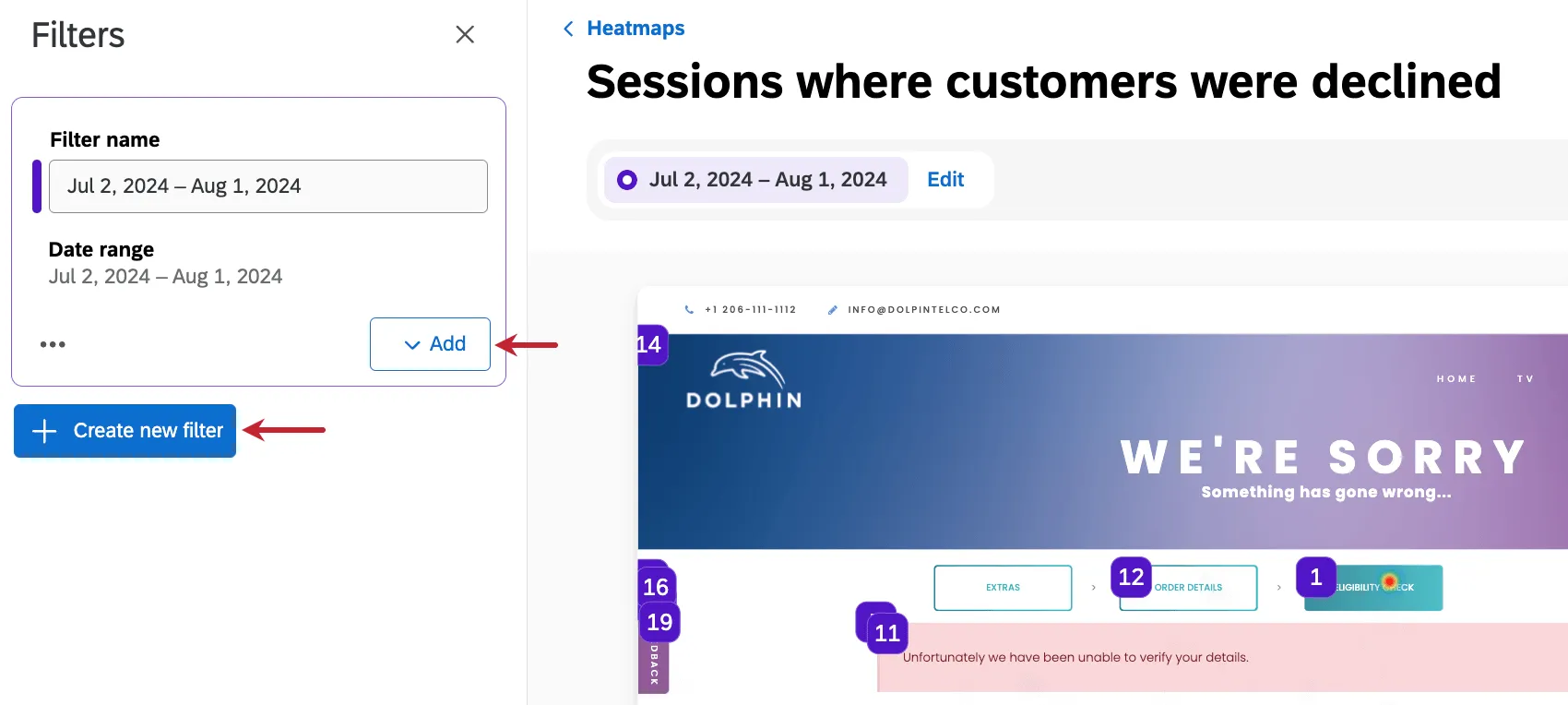 buttons to add criteria to the filter or create an additional filter