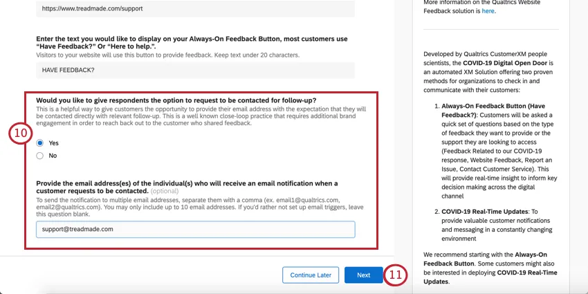 wählen, ob Sie eine Follow-up einschließen möchten