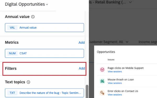 pour ajouter des filtres au widget