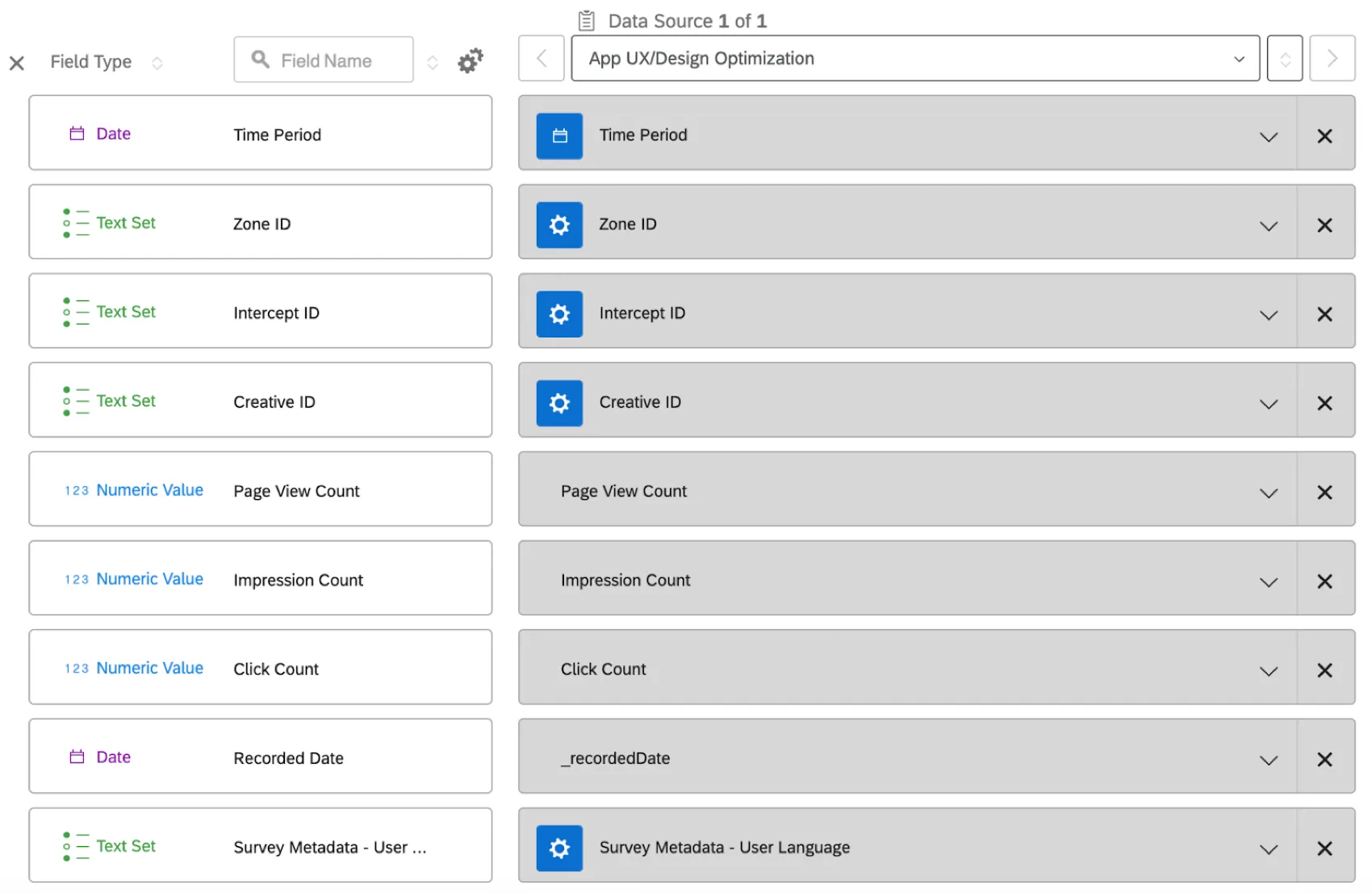 digital fields within the dashboard data mapper