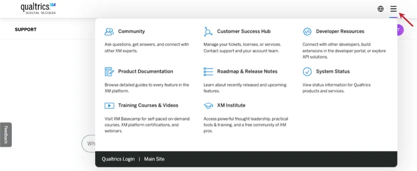 ウェブサイト上部のサポートバナー