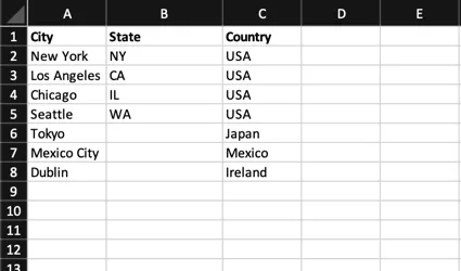 an example dimensional lookup data file