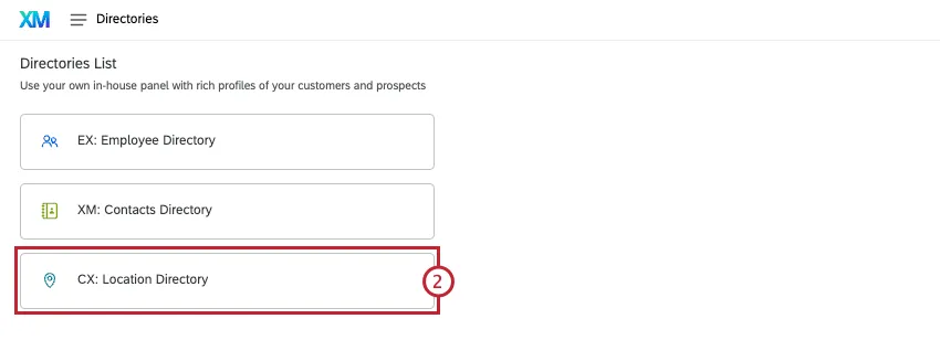 diretório de localização na guia diretórios