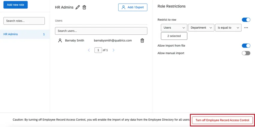 disabling employee record access control
