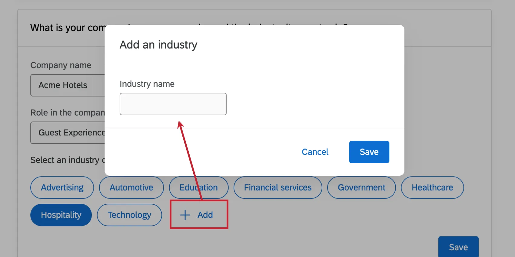 adding a custom industry