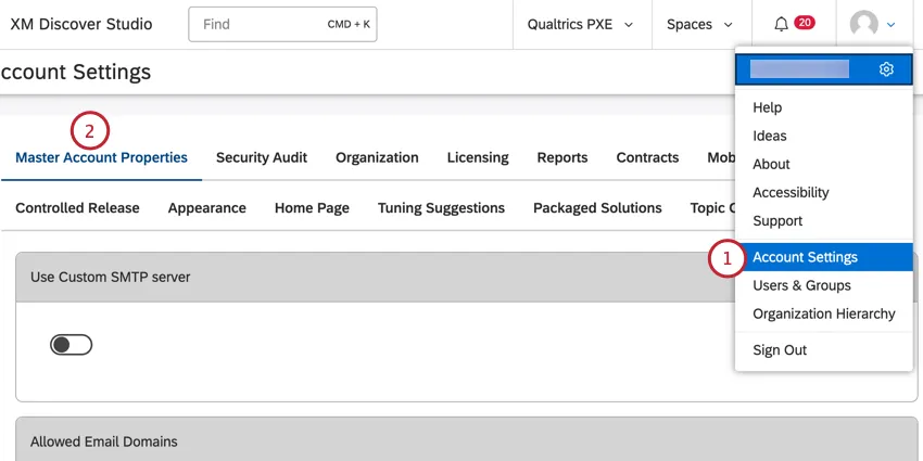 clicking the profile icon in the top right corner and selecting account settings