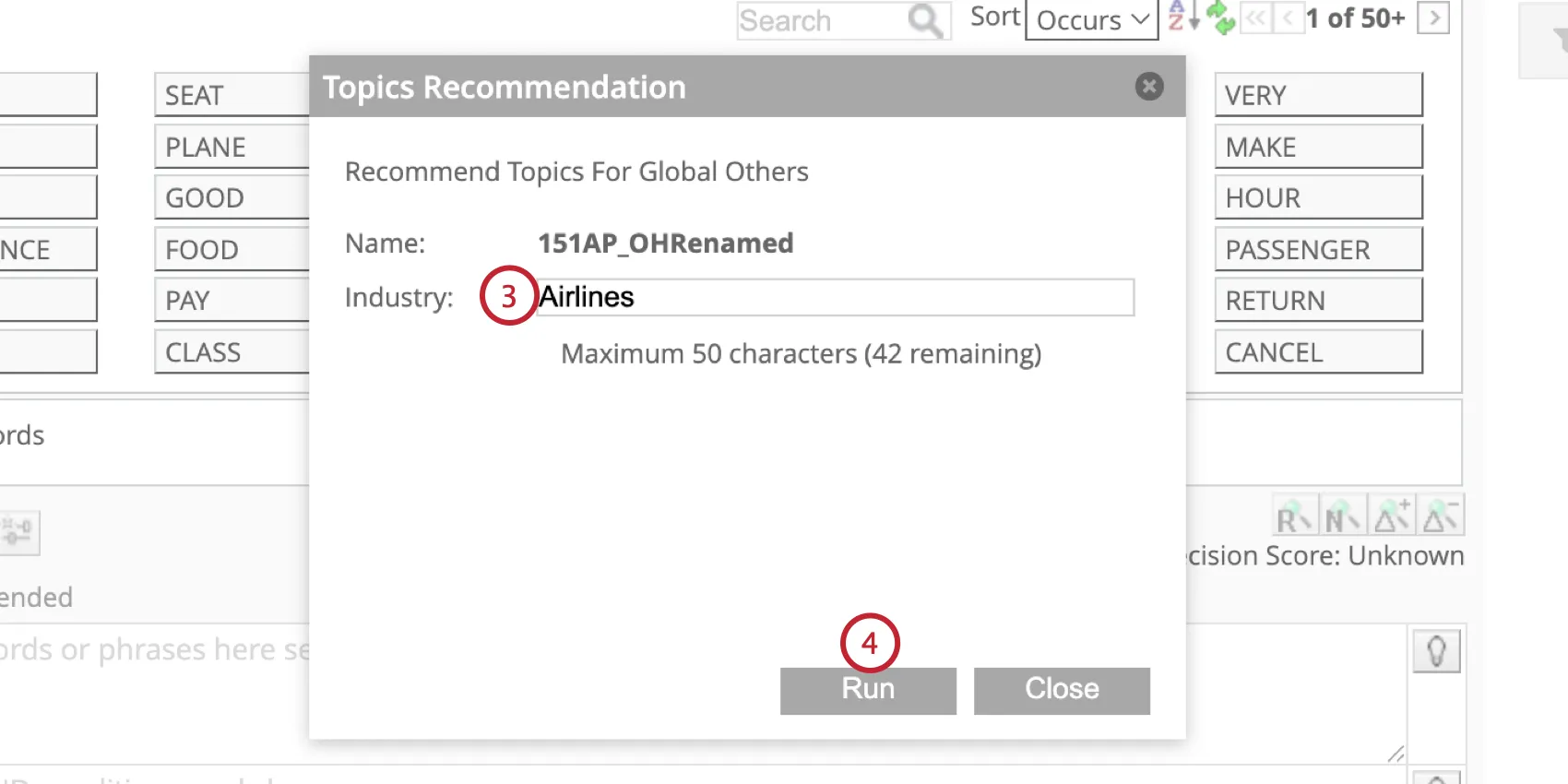 entrar em um setor e executar tópicos