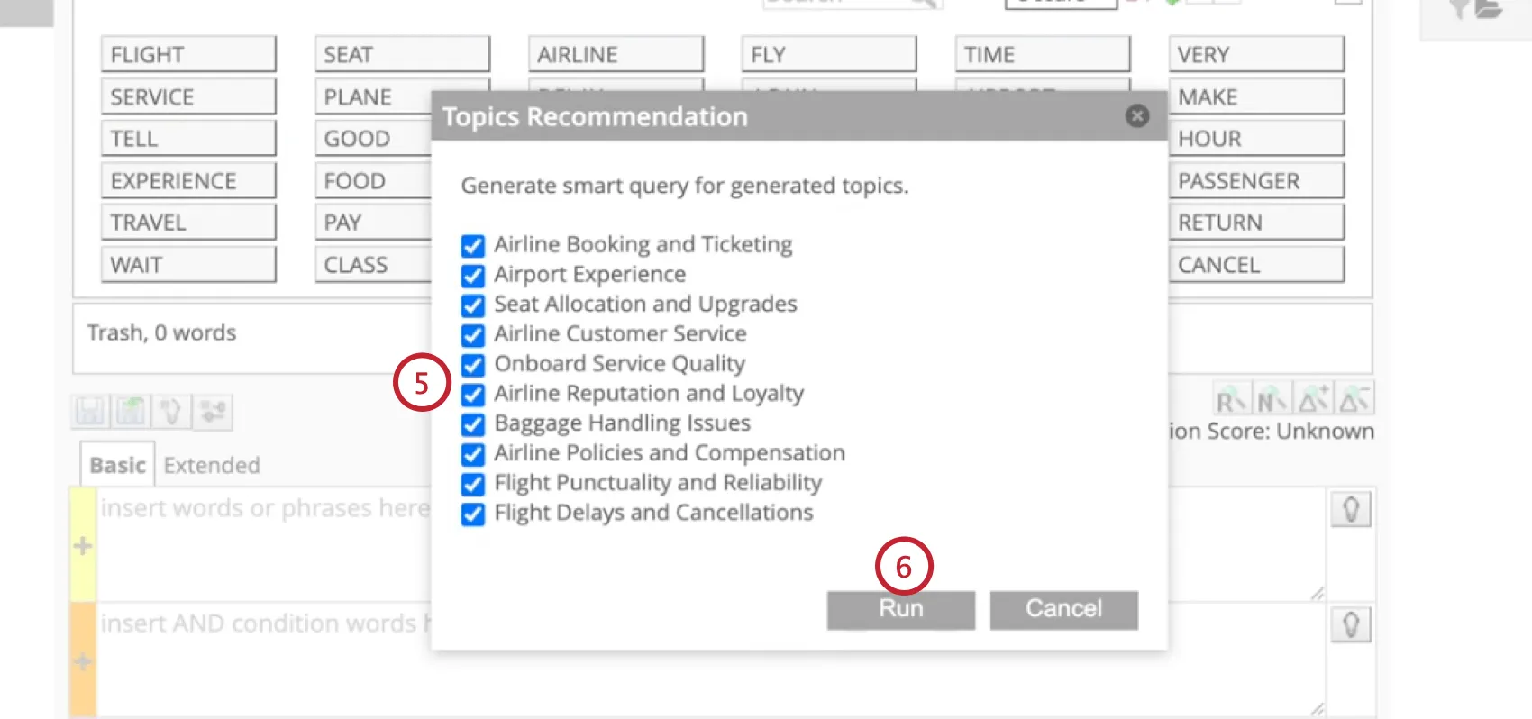 reviewing the recommended topics before saving them