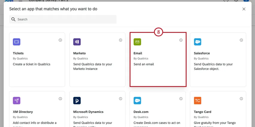 choosing the email task