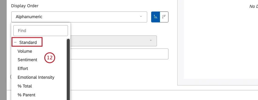 You can sort the Standard metric by the available options