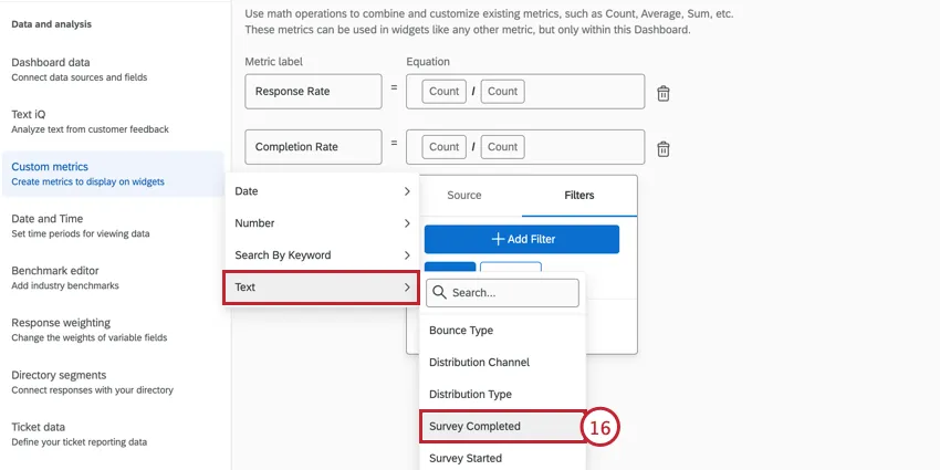 Filtern für Umfrage abgeschlossen