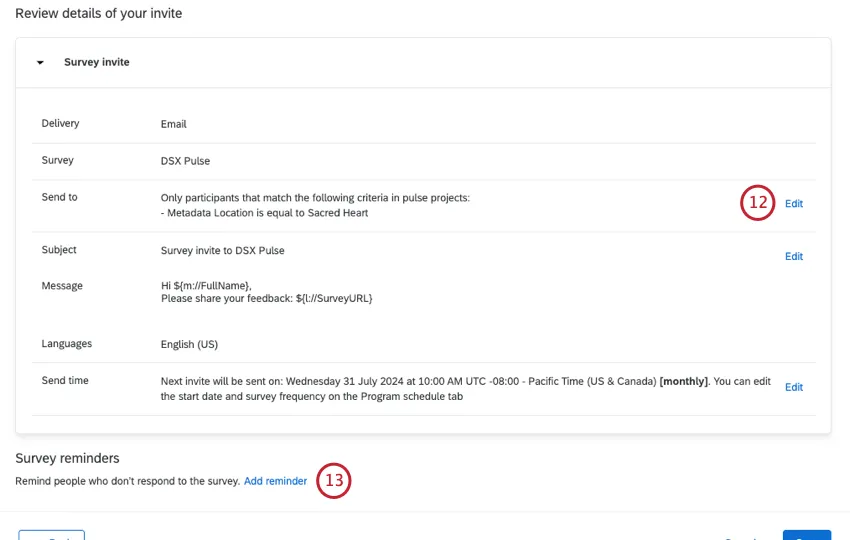 summary of changes and small button at bottom to add a reminder