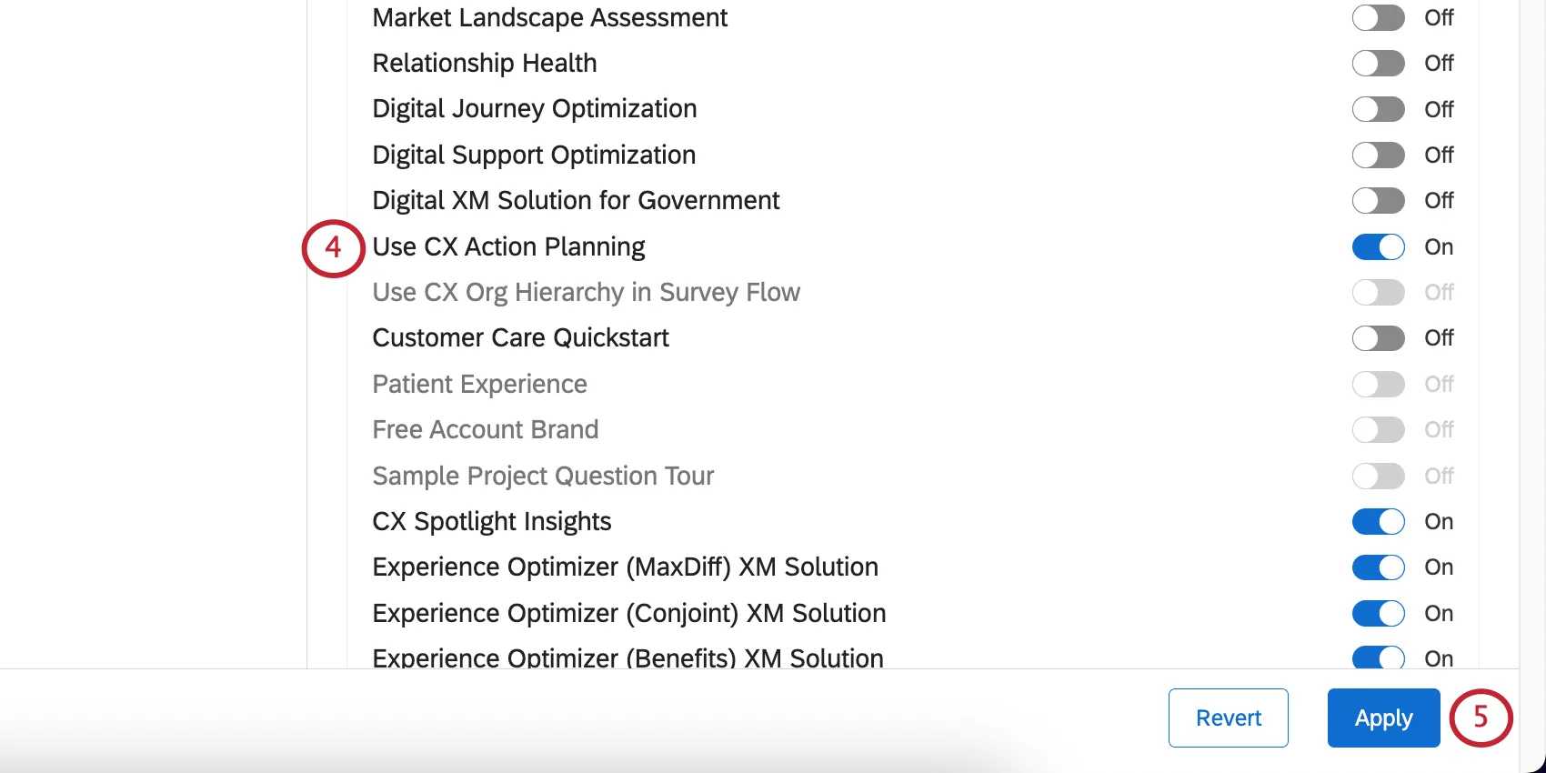 Permiso habilitado, botón aplicar en la parte inferior de la página