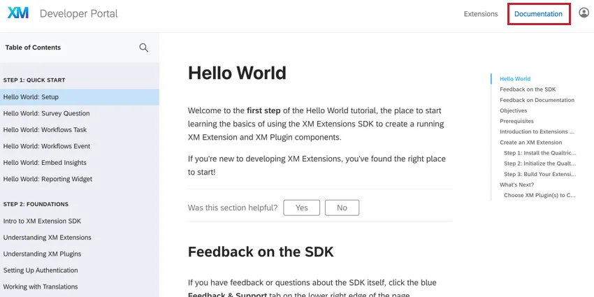 開発者ポータルの右上にあるドキュメントタブをクリックします。